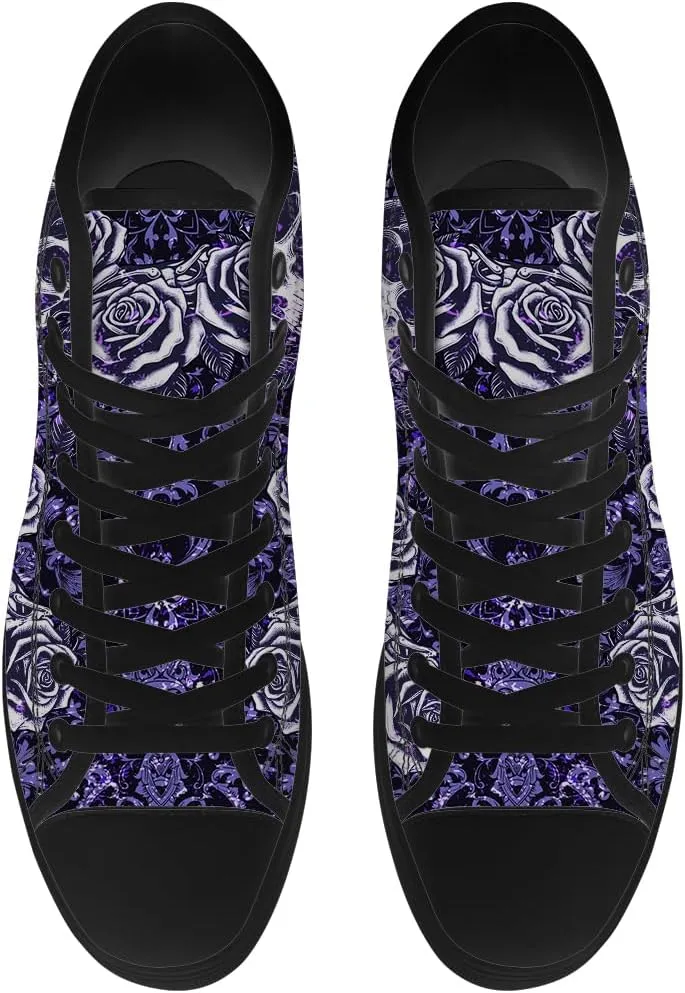 Men's Women's Skull High Top Sneakers Canvas Shoes Floral Skull Shoes Gifts for Boyfriend Girlfriend