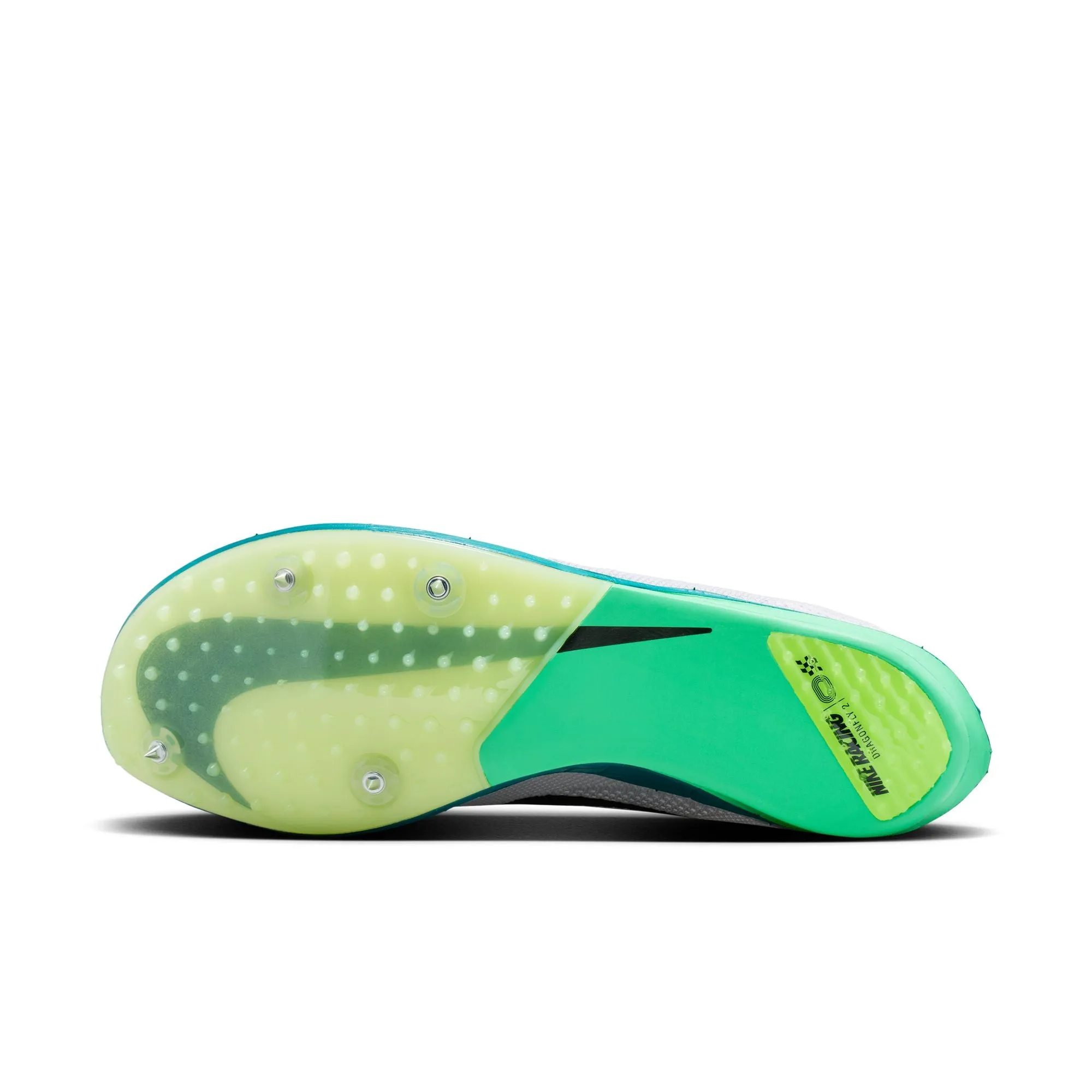 Nike ZoomX Dragonfly 2 Running Spikes White / Black / Bright Spruce / Electric Algae