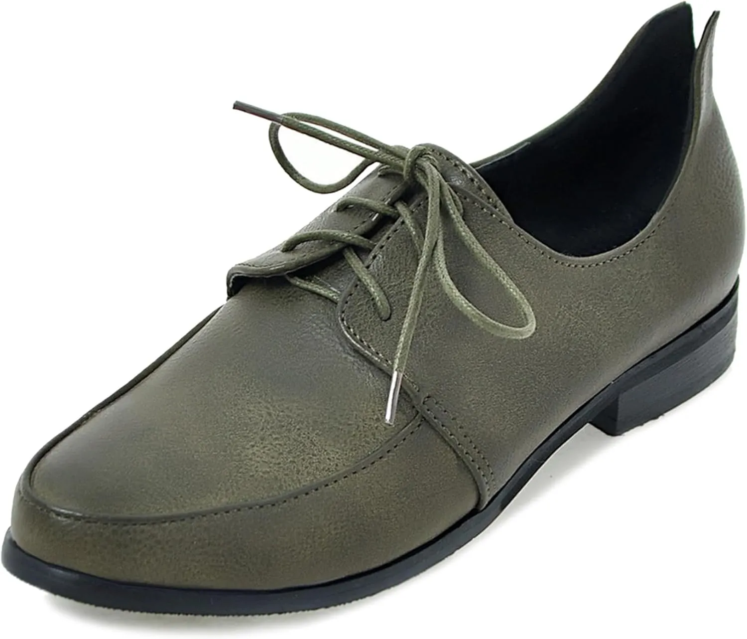 Patent Lace Up Womens Oxfords Mid Low Heel Pointed Toe Pumps