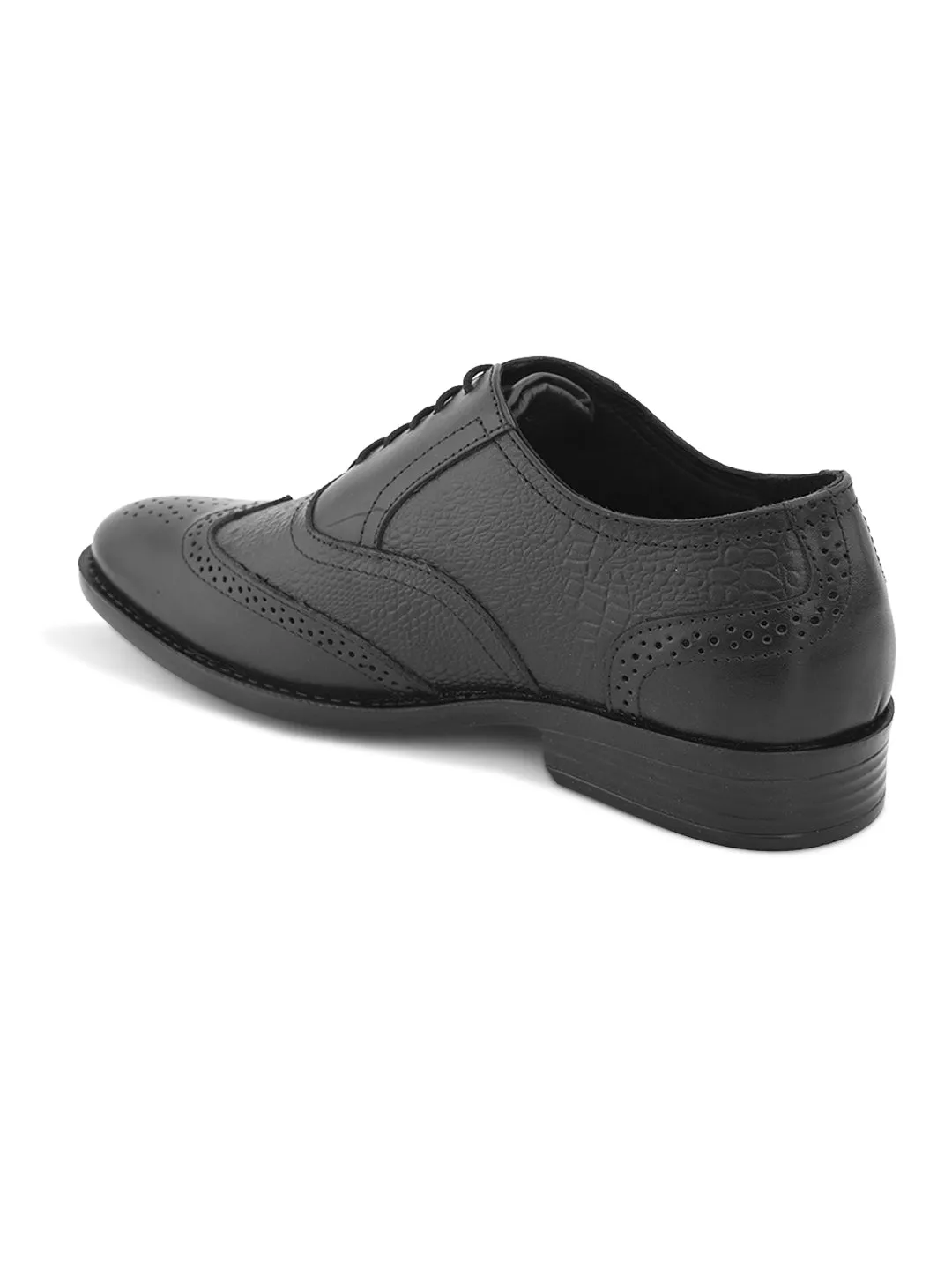 Pelle Albero Black Leather Comfortable/Lightweight Brogues