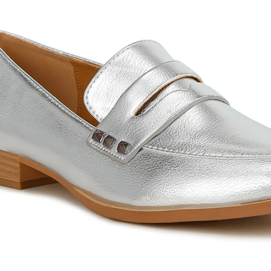 Penny Strap Metallic Loafers