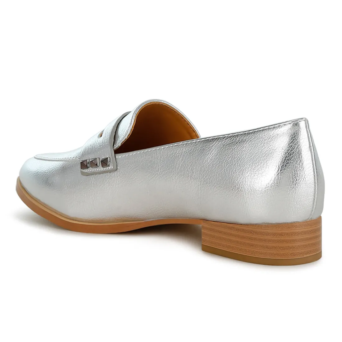 Penny Strap Metallic Loafers