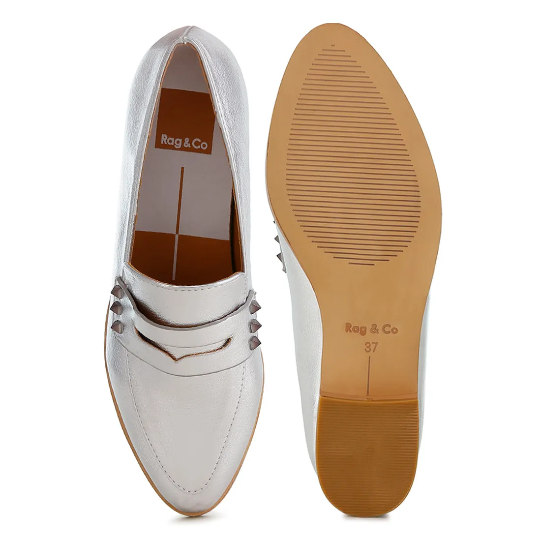 Penny Strap Metallic Loafers