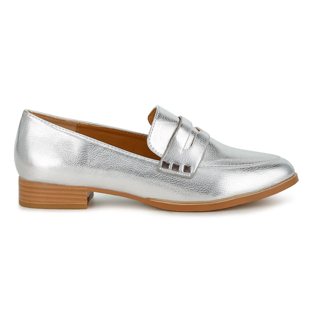Penny Strap Metallic Loafers