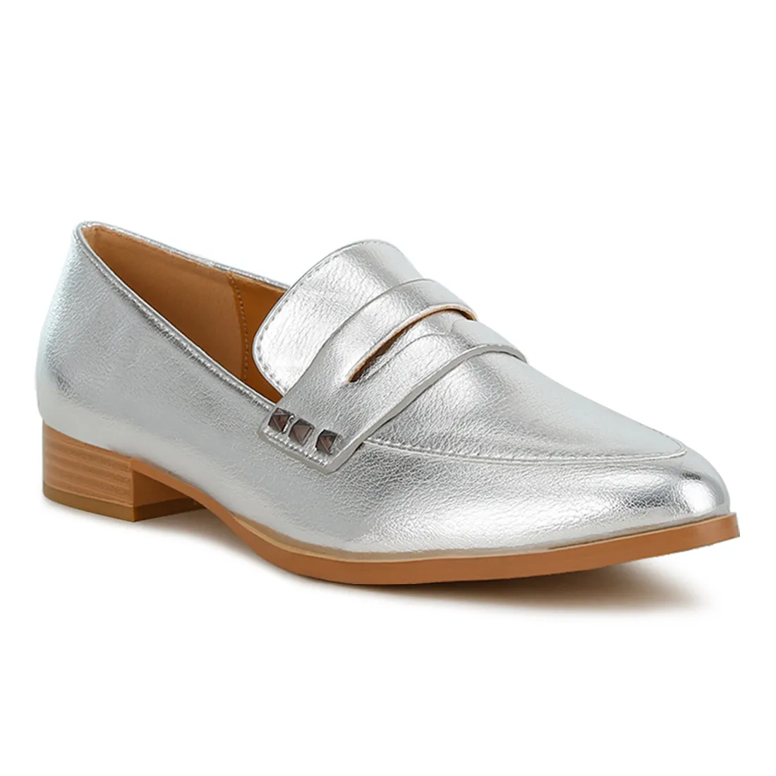 Penny Strap Metallic Loafers