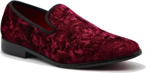 SPK35 Men's Vintage Velvet Flower Designer Dress Loafers Slip On Shoes Classic Tuxedo Dress Shoes