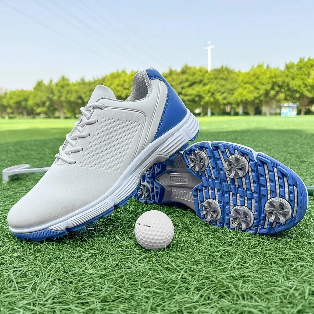 THESTRON Professional Golf Shoes for Men 7 Spikes Non-Slip Outdoor Golf Sport Training Sneakers Mens Comfortable Sport Shoes for Golfing Size 7-15