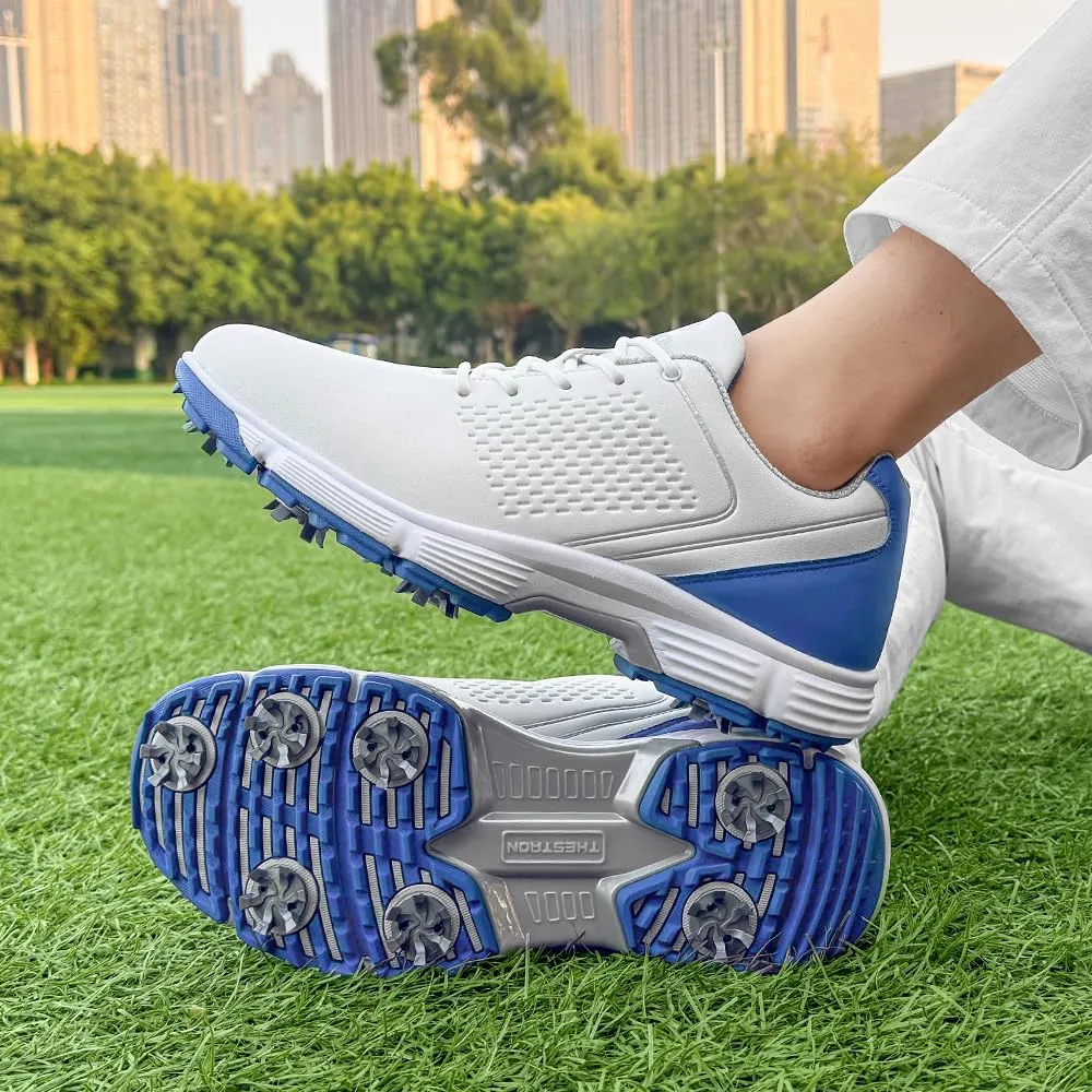 THESTRON Professional Golf Shoes for Men 7 Spikes Non-Slip Outdoor Golf Sport Training Sneakers Mens Comfortable Sport Shoes for Golfing Size 7-15