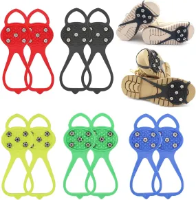 Universal Non-Slip Gripper Spikes, 2025 Upgraded Universal Gripper Spikes Non Slip Shoe Grips, Traction Cleats Ice Snow Grips Anti Slip Silicone for Hiking Walking Climbing Fishing5 Pairs, Child
