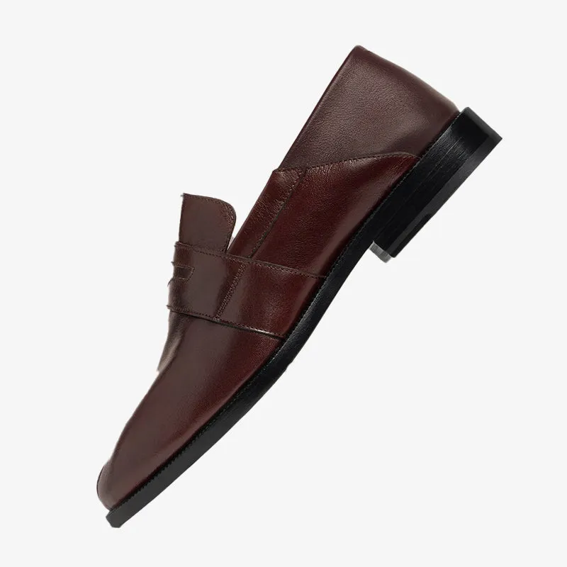 Versatile Shiny Leather Loafers