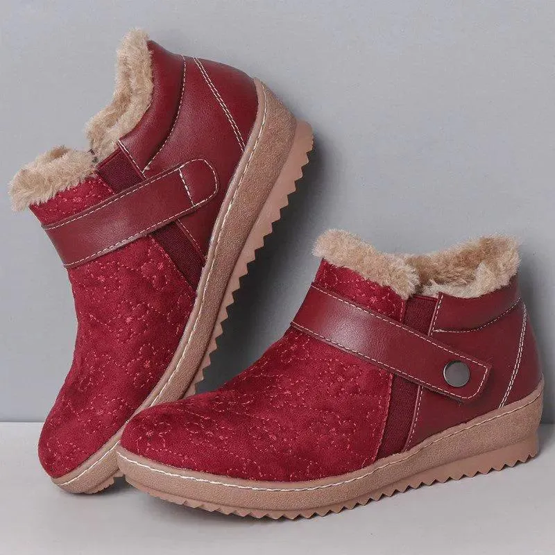 Warm faux fur slip on ankle boots 5 colors