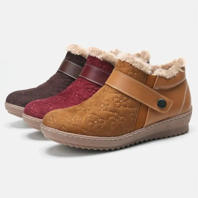 Warm faux fur slip on ankle boots 5 colors