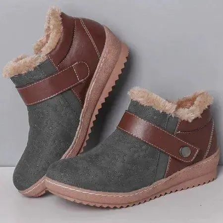 Warm faux fur slip on ankle boots 5 colors