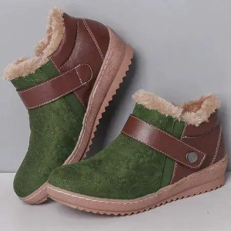 Warm faux fur slip on ankle boots 5 colors