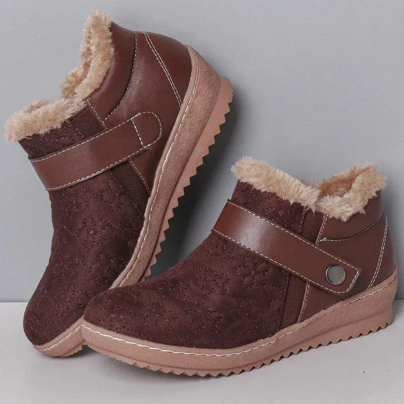 Warm faux fur slip on ankle boots 5 colors