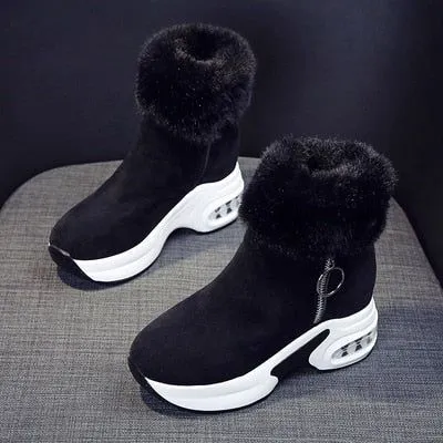 Women Ankle Suede Super Warm Plush Winter Wedges Boots