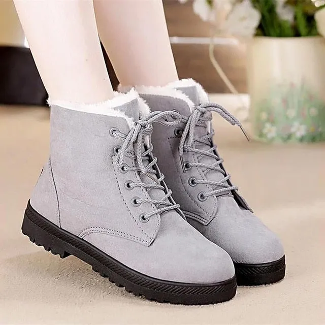 Women Snow boots warm fur plush Insole