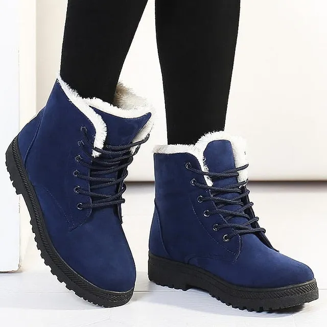Women Snow boots warm fur plush Insole