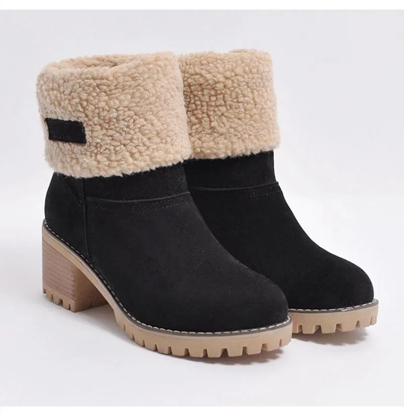 Women's chuky block heel ankle snow boots