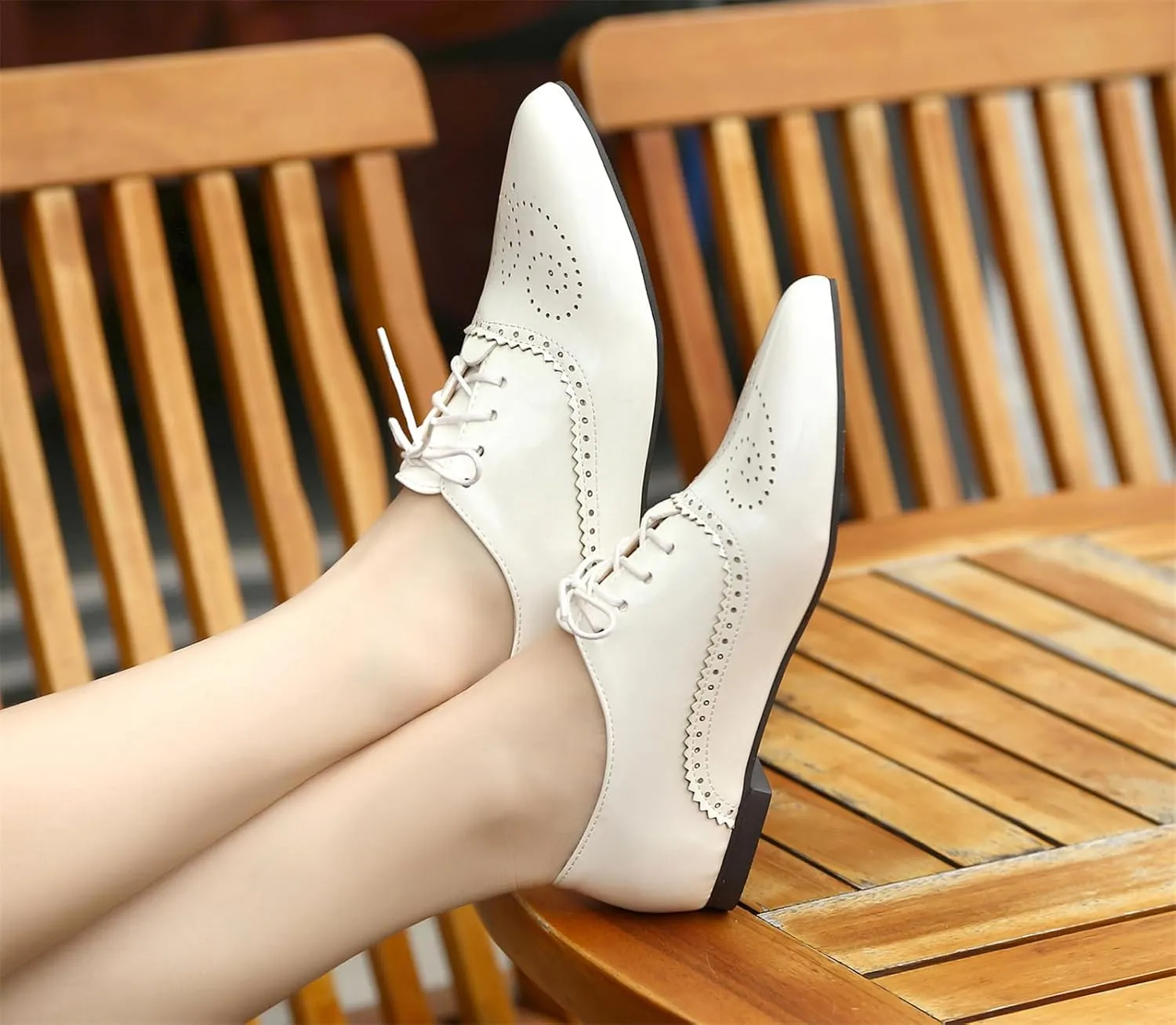 Women's Concise Brogue Lace up Shoes Closed Pointed Toe Party Comfortable Business Formal Occasion Oxfords Club Dance Chunky Dating Wedding Low Block Cosplay Vintage Heels