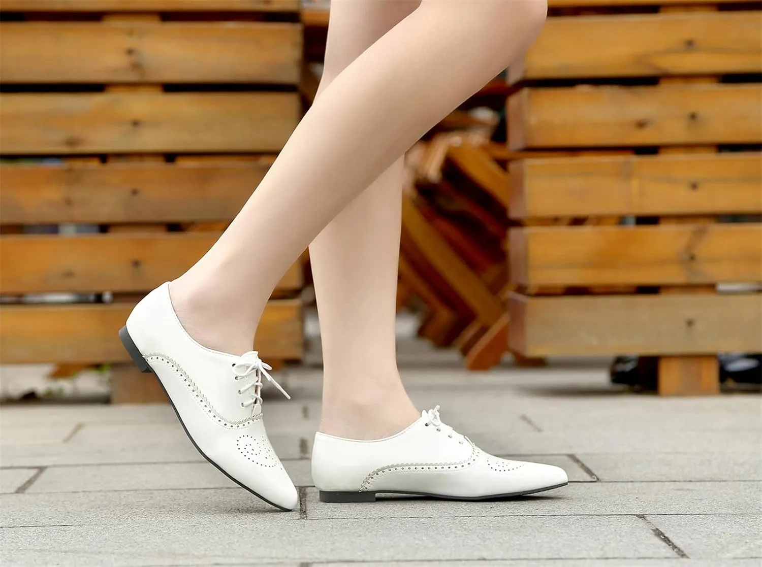 Women's Concise Brogue Lace up Shoes Closed Pointed Toe Party Comfortable Business Formal Occasion Oxfords Club Dance Chunky Dating Wedding Low Block Cosplay Vintage Heels