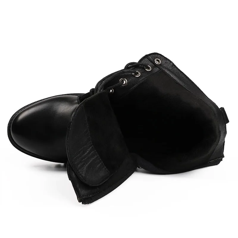 Women's Leather Ankle Boots With Warm Plush