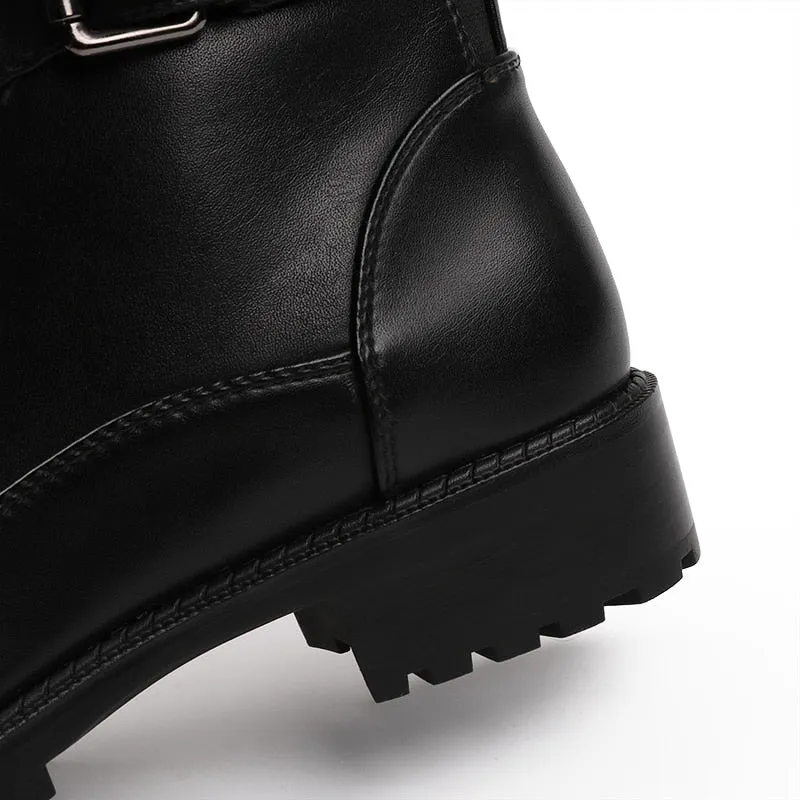 Women's Leather Ankle Boots With Warm Plush