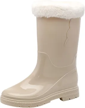 Womens Rain Boots Mens Snow Boots Waterproof Insulated Non-Slip Mid-Calf Boots Slip On Fishing Boots For Men