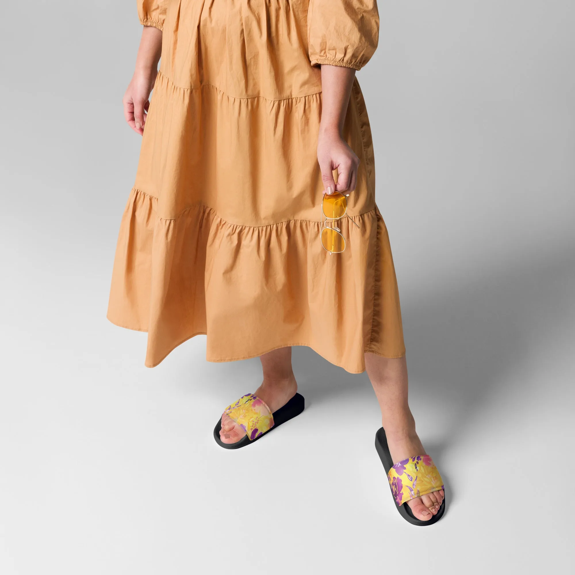Yellow Floral Women's Slides for Effortless Summer Style