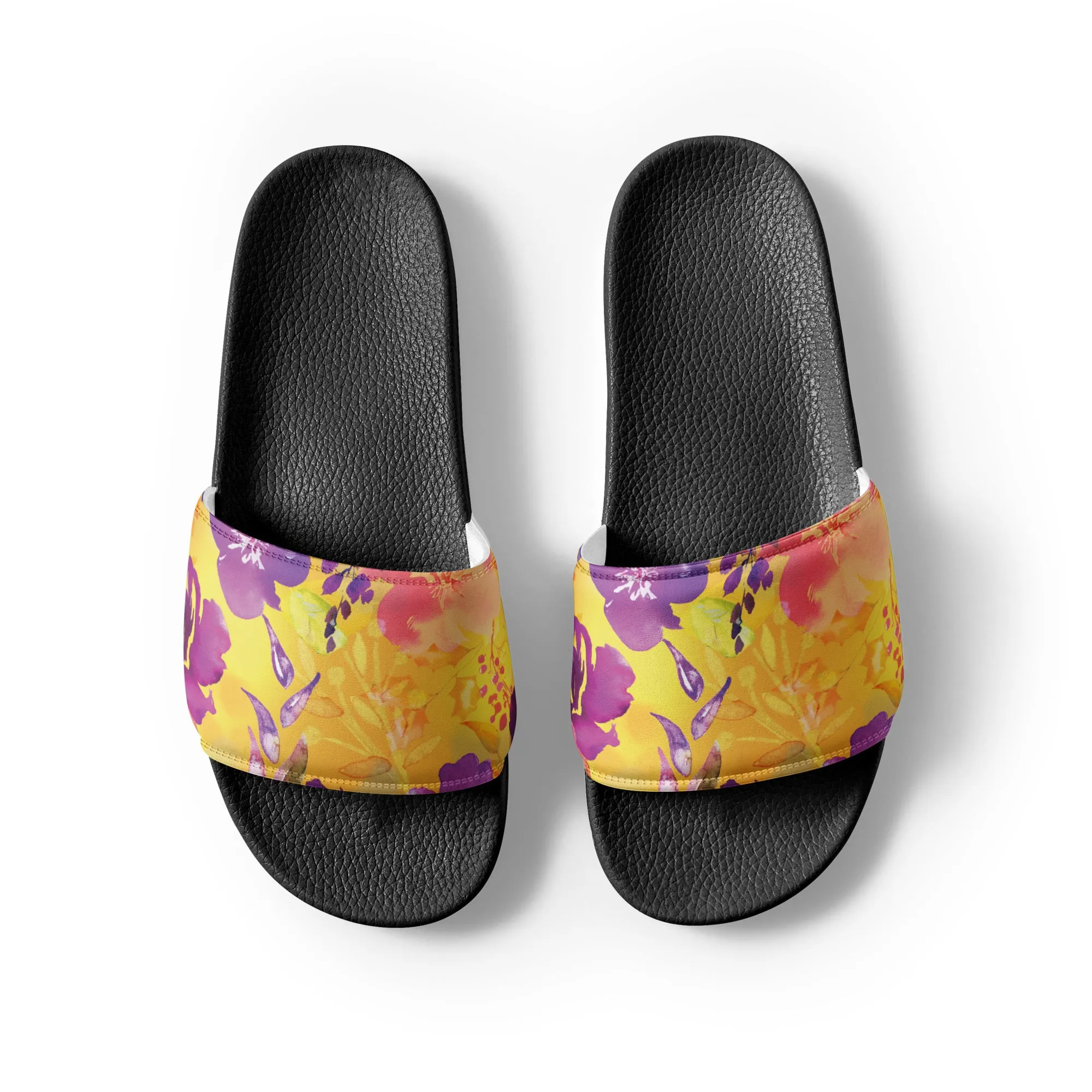 Yellow Floral Women's Slides for Effortless Summer Style