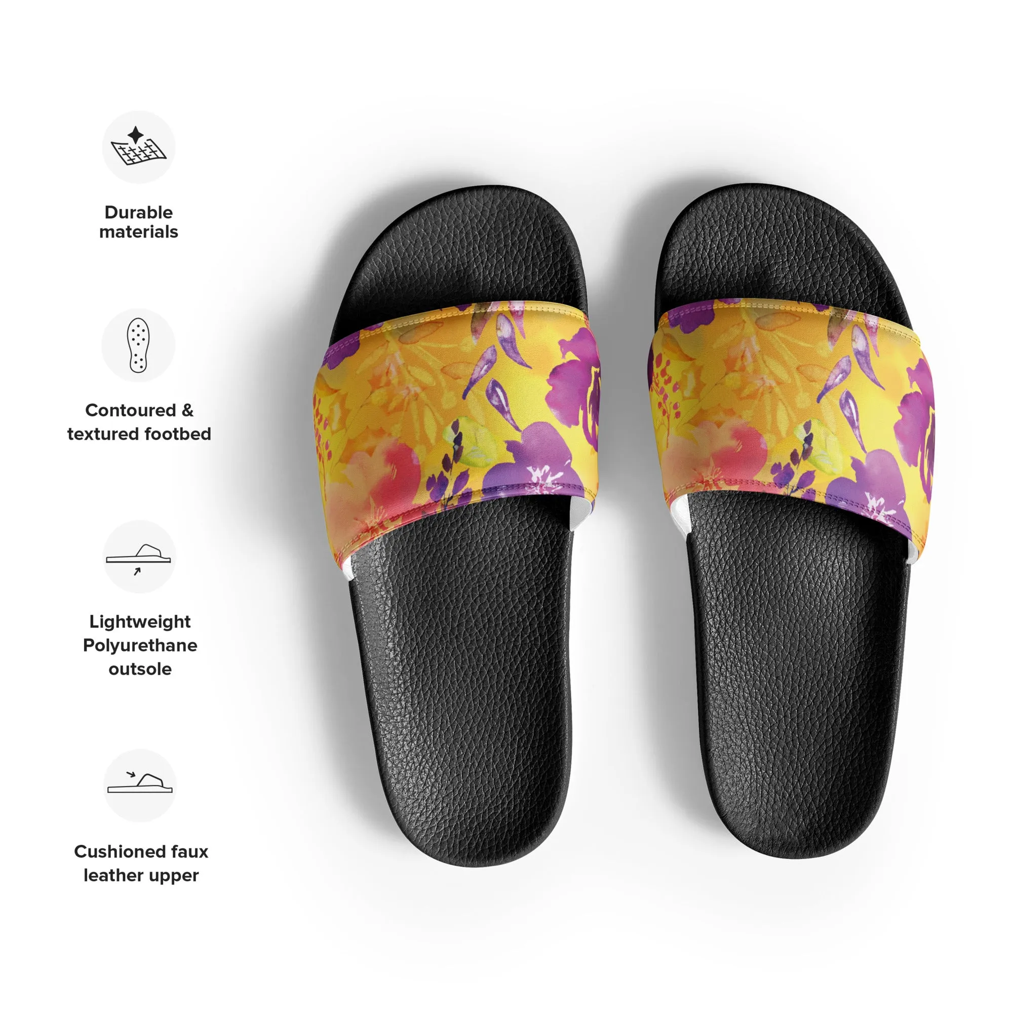 Yellow Floral Women's Slides for Effortless Summer Style