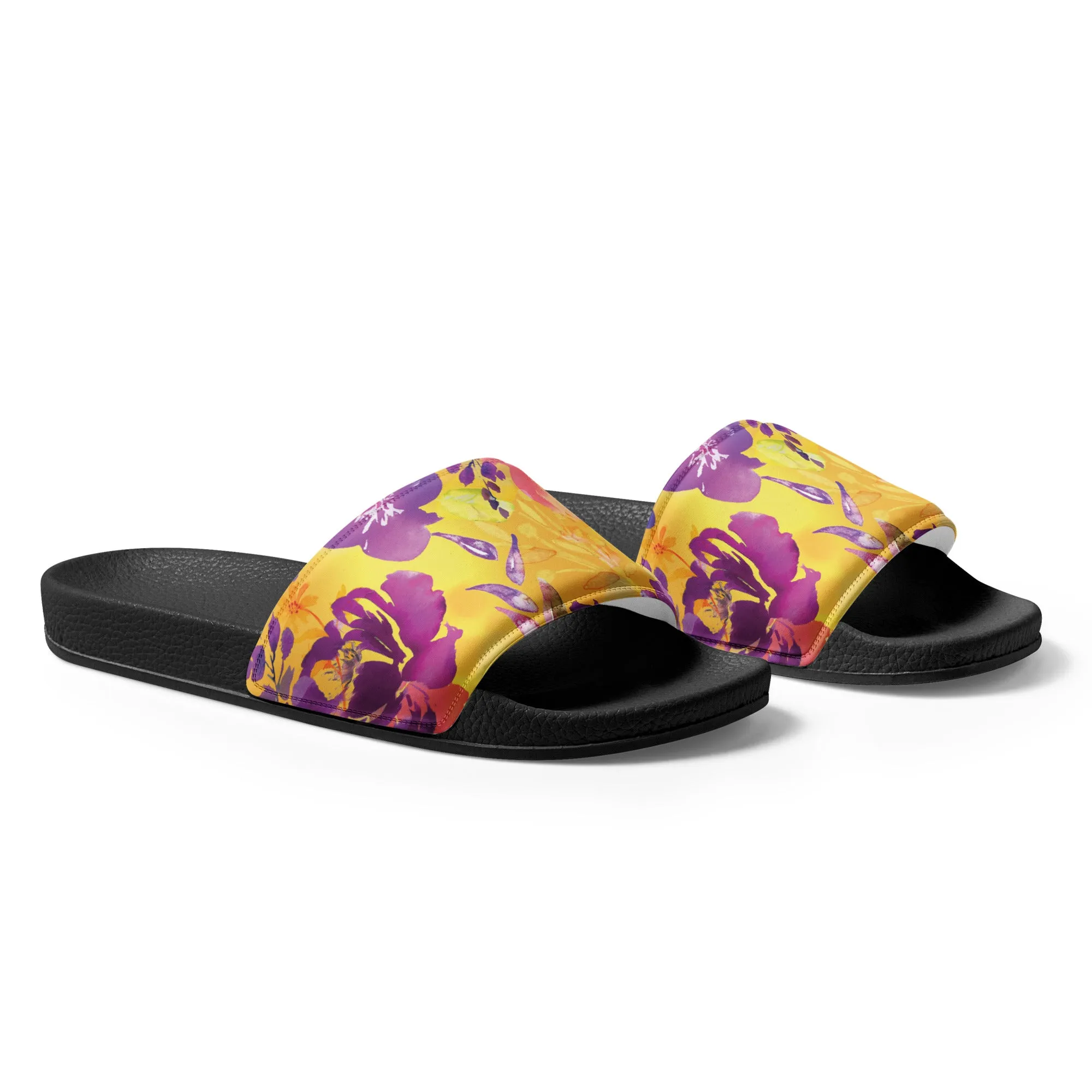 Yellow Floral Women's Slides for Effortless Summer Style