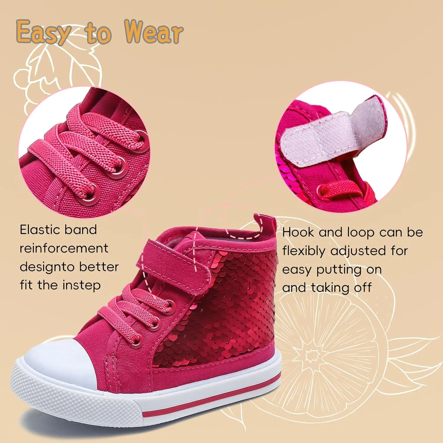YIBLBOX Kids Sneakers for Boys and Girls Toddler Canvas High Top Walking Causal Shoes with Sparkle Color Change Flipping Sequins for Walking